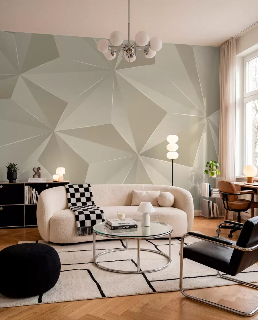 stenske poslikave Geometrijski relief v bež barvi u42449