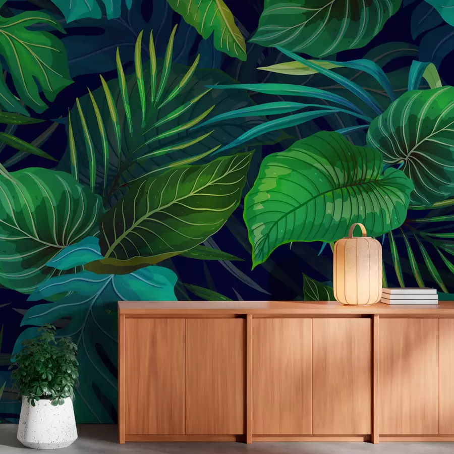 stenske poslikave Sukulentni tropski listi u51864