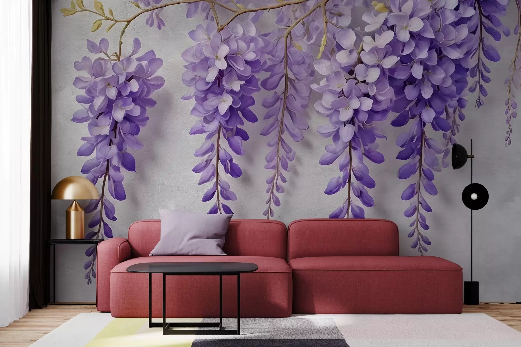 stenske poslikave Bujen šopek cvetja na steni v akvarelnem slogu w02611