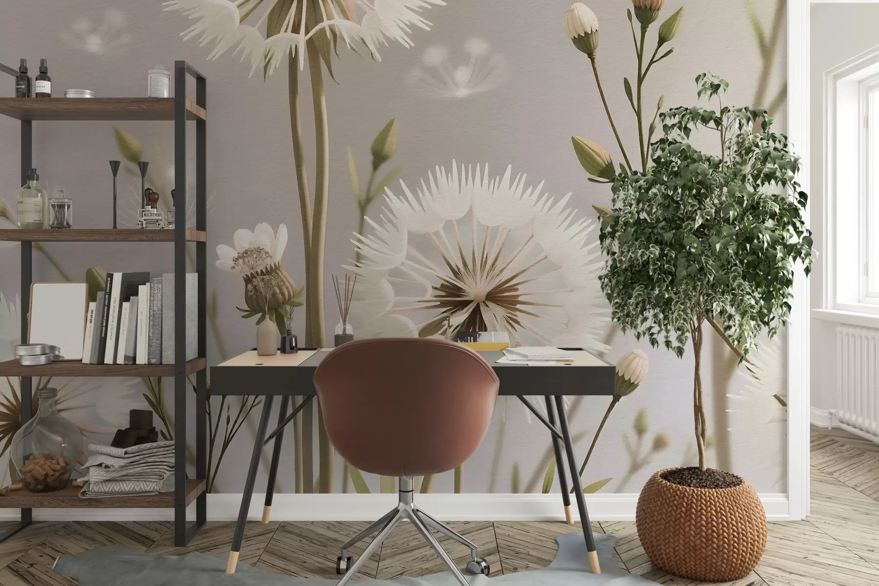 stenske poslikave Polje v cvetenju z regratom w02619