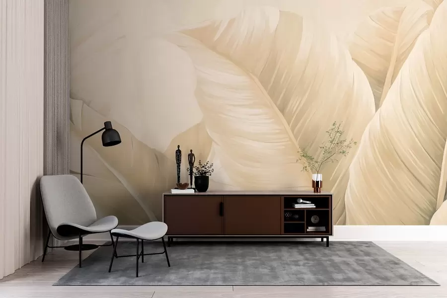 stenske poslikave Veliki kremasti listi banan w02573