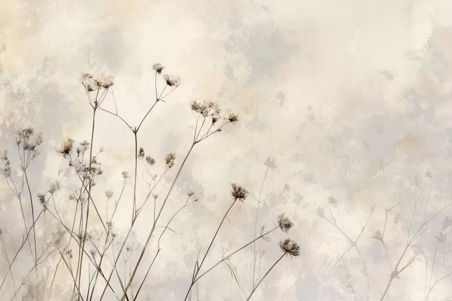 stenske poslikave ozadje v ekološkem slogu z divjimi rastlinami v pastelnih barvah w02684