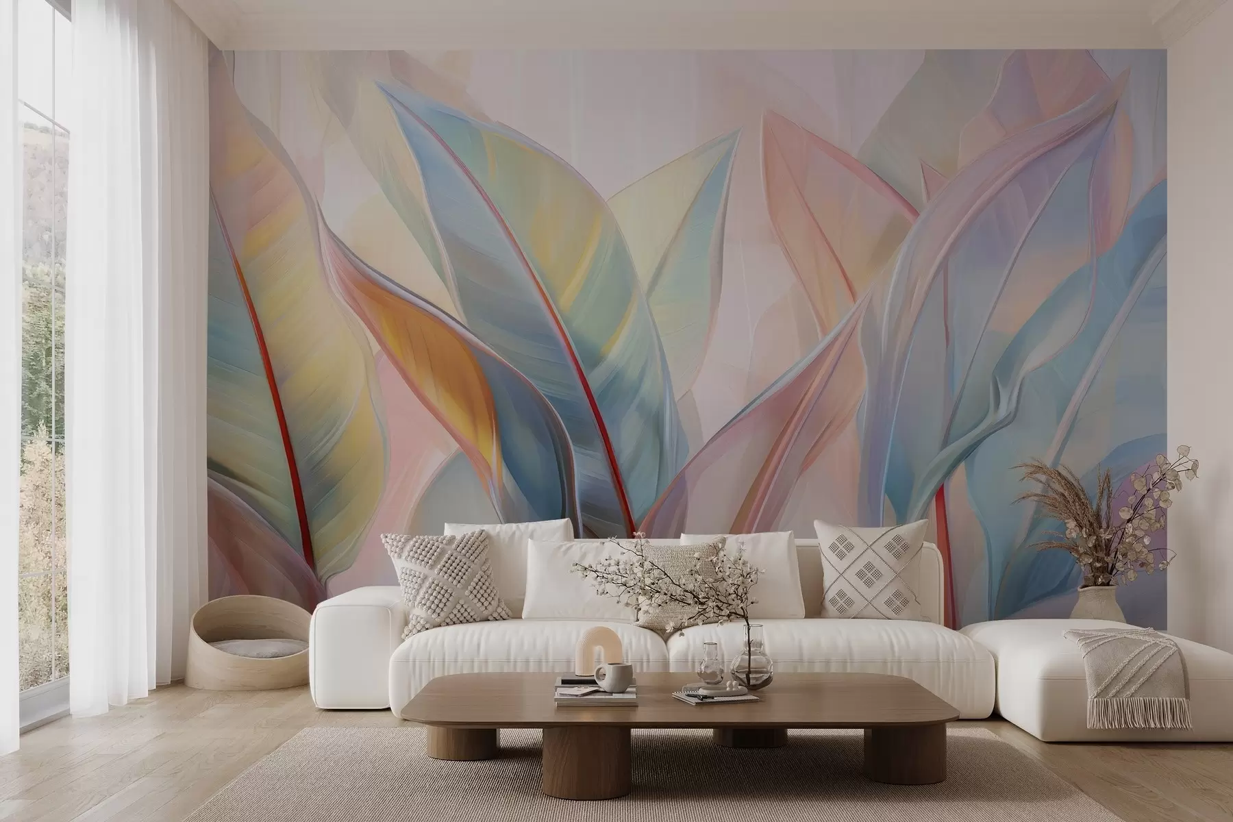 stenske poslikave Stilizirani večbarvni listi w02624