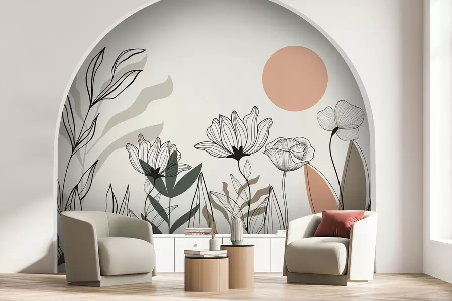 stenske poslikave Boho slog cvetje w02753