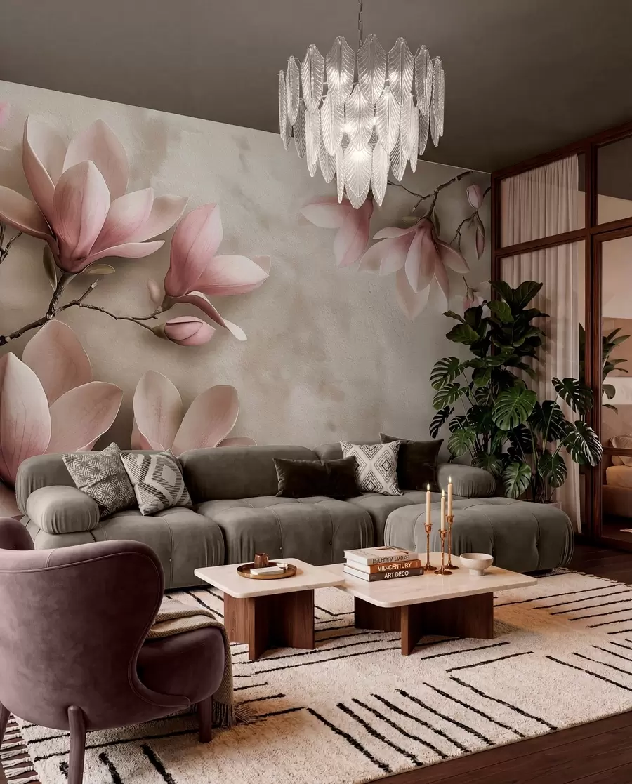 stenske poslikave Magnolija na sivorjavem w08636v2