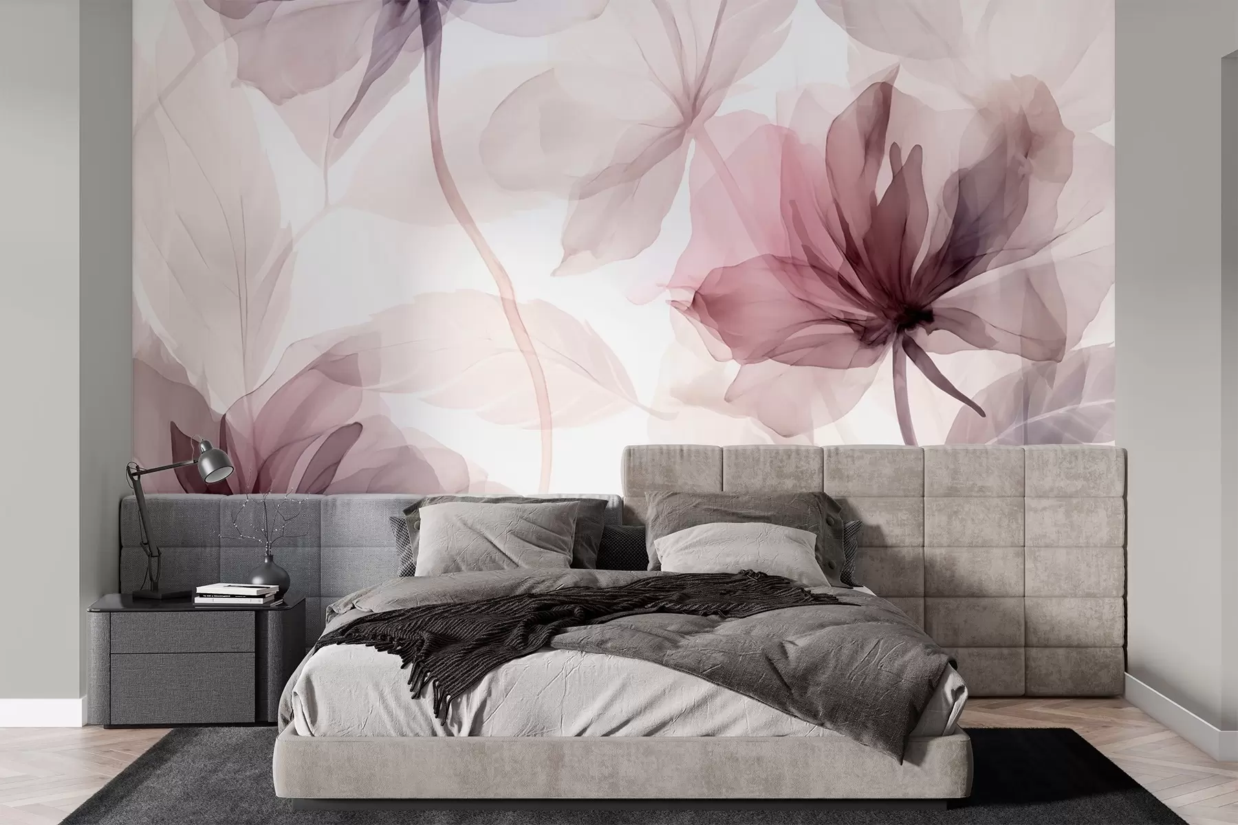 stenske poslikave Efemerno cvetje v nežnih pastelnih barvah w02755