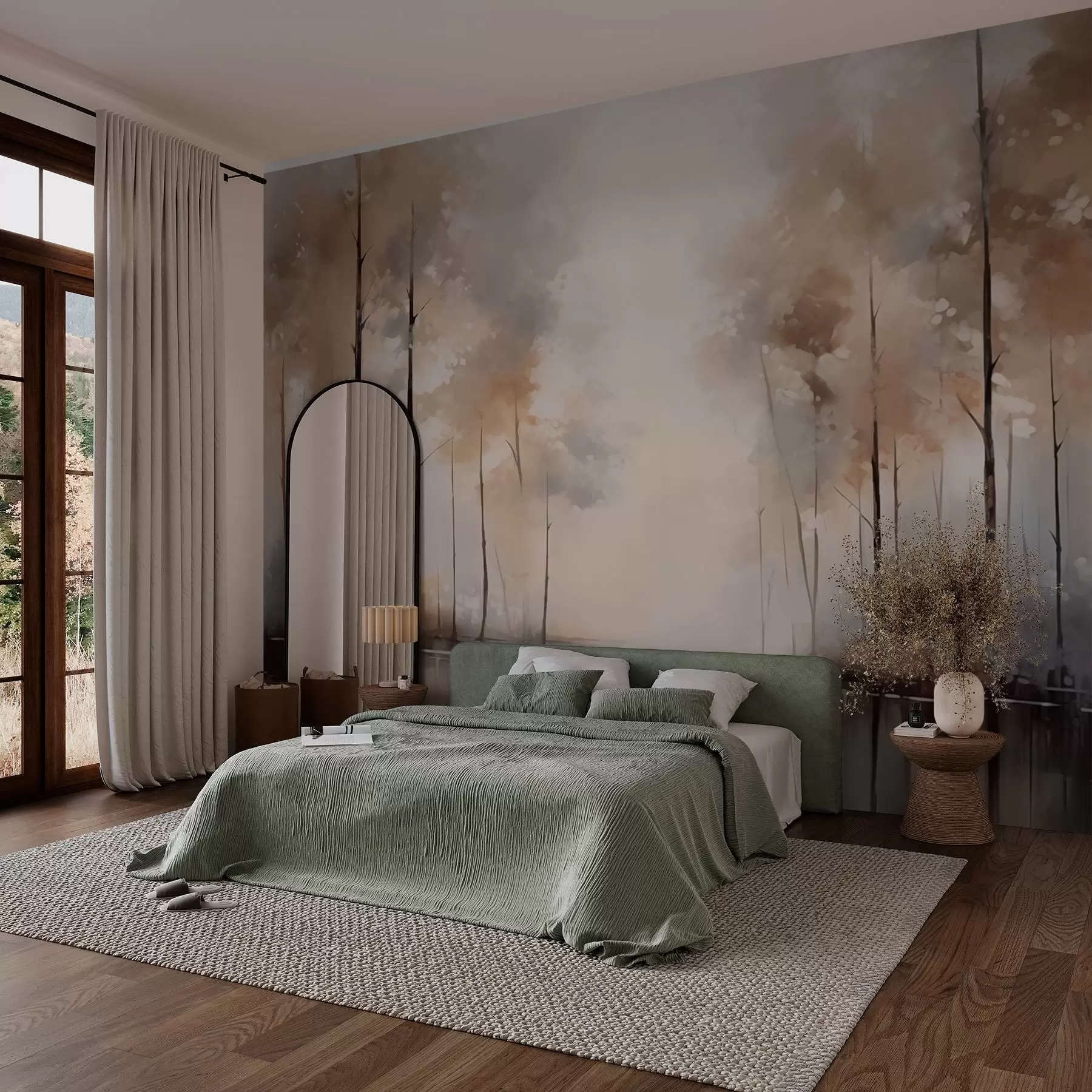 stenske poslikave Megleni gozd ob ribniku w02758