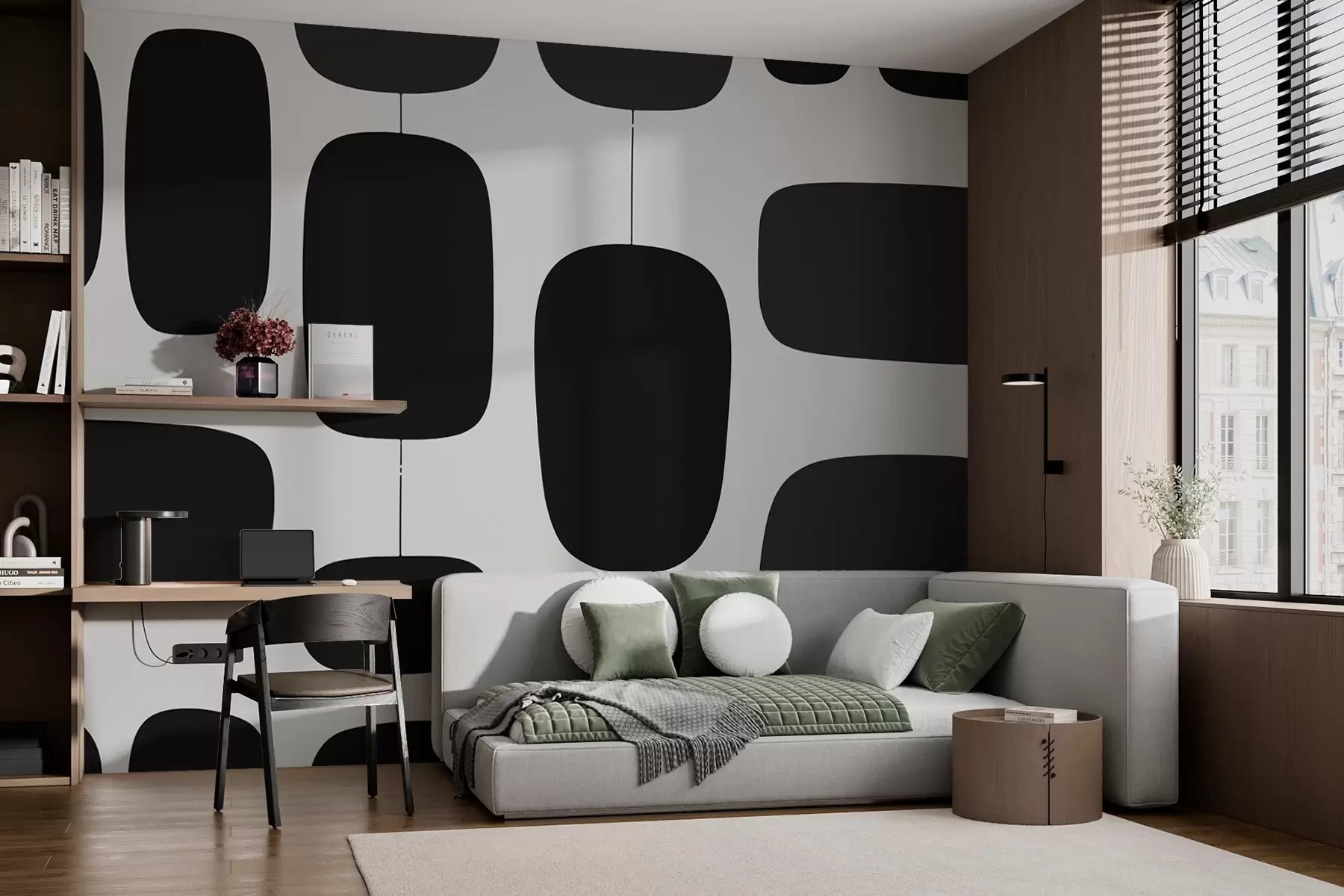 stenske poslikave Abstraktni geometrijski vzorec z ovalnimi oblikami w02861