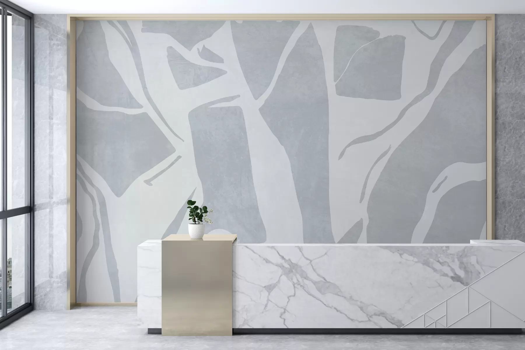 stenske poslikave Abstraktno grunge geometrijsko ozadje v modri barvi w02917v1