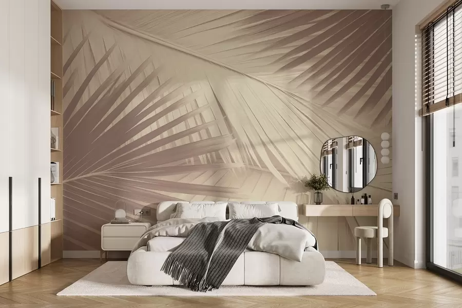 stenske poslikave Abstraktni palmovi listi v mehkih odtenkih w08677