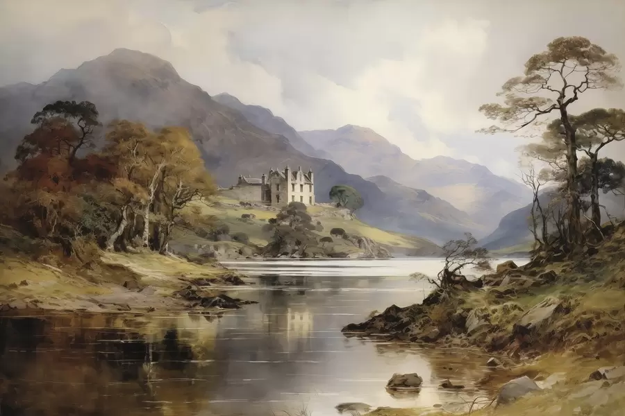 stenske poslikave Akvarelni pogled na gore w02975