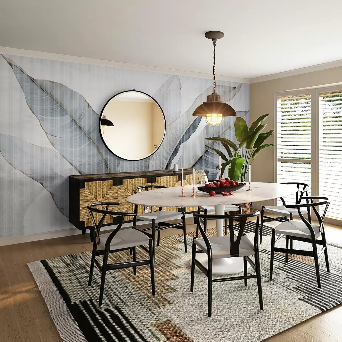 stenske poslikave Veliki listi na steni w02982