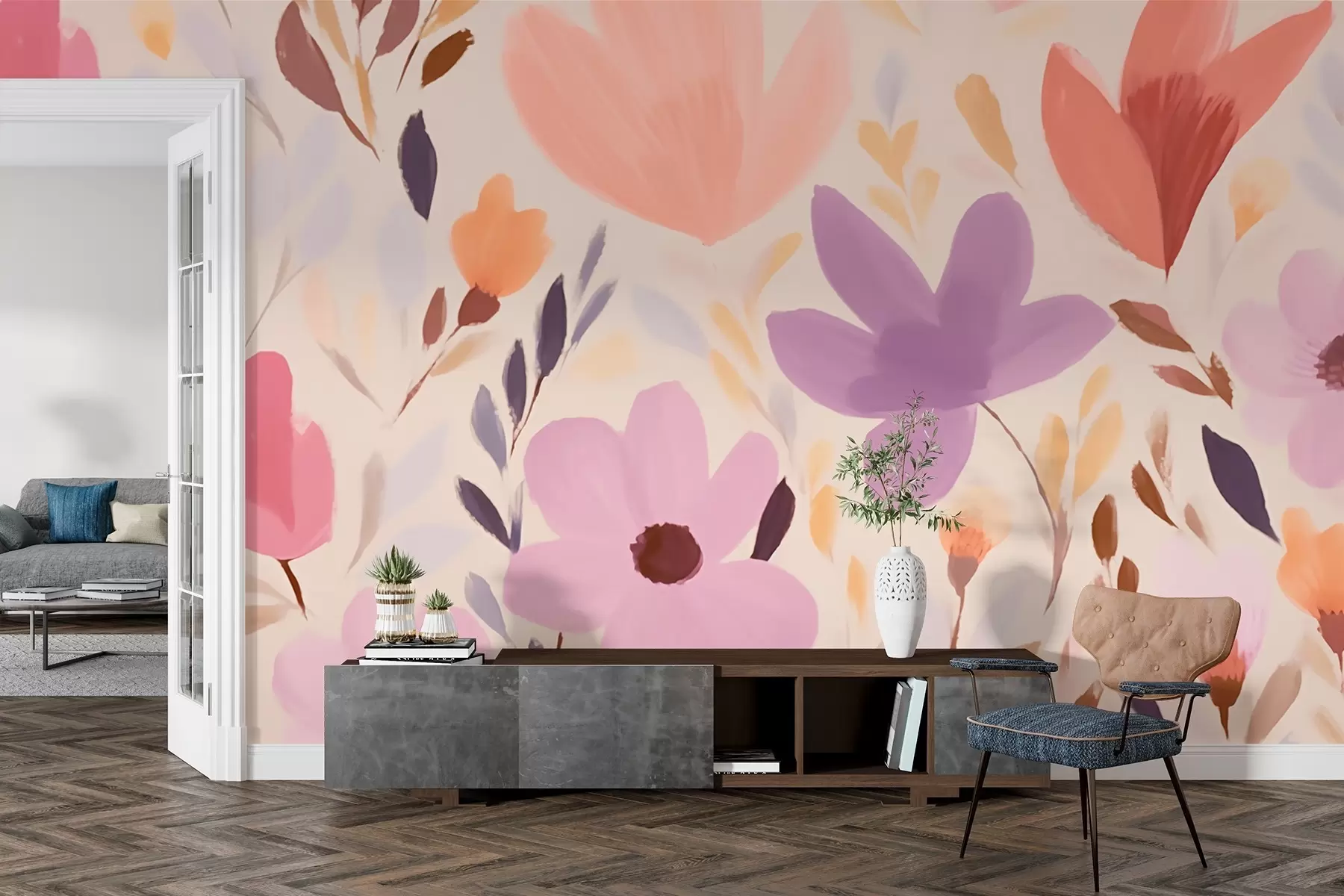 stenske poslikave Nežen cvetlični vzorec w03000