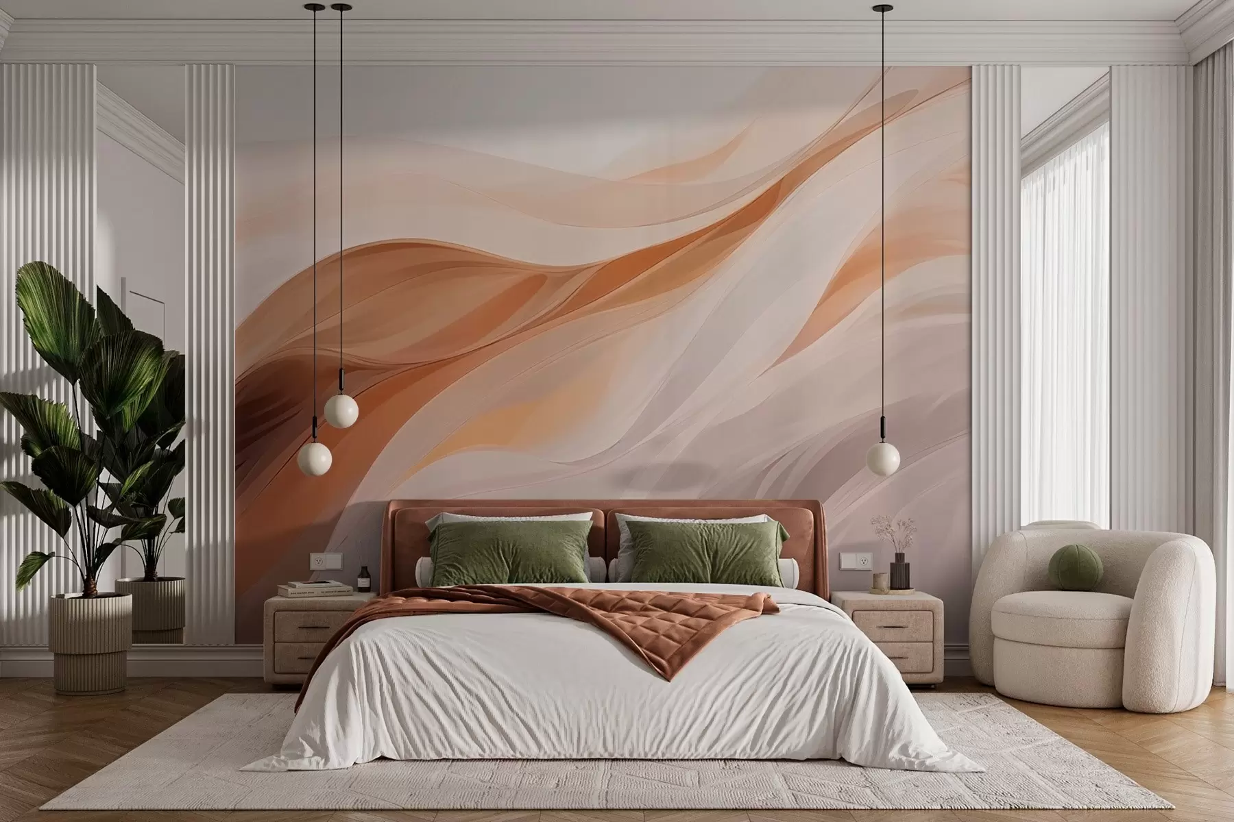 stenske poslikave Abstraktna ilustracija valovitih oblik w03141