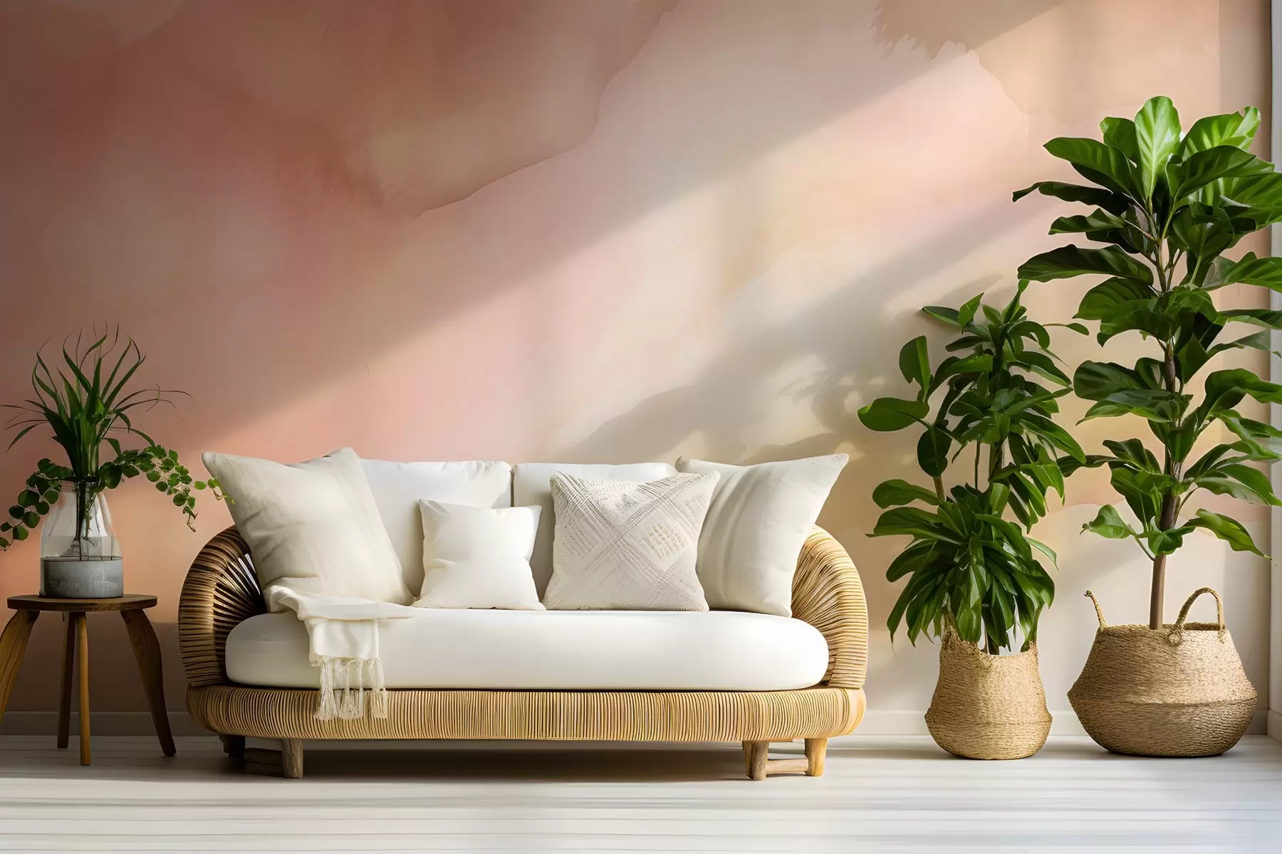 stenske poslikave Abstraktni akvarelni gradient v toplih odtenkih breskve, roza in smetane w03160v1