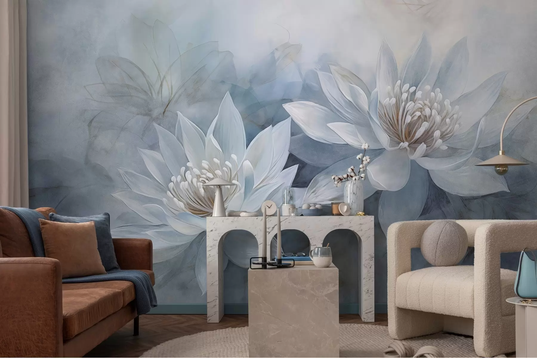 stenske poslikave Par akvarelnih cvetov na grunge steni w03188