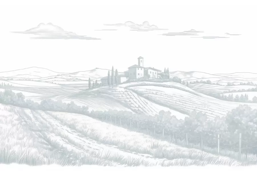 stenske poslikave Toskana pokrajine, Italija, vinogradi, narava, stari grad, modre barve w03349v1