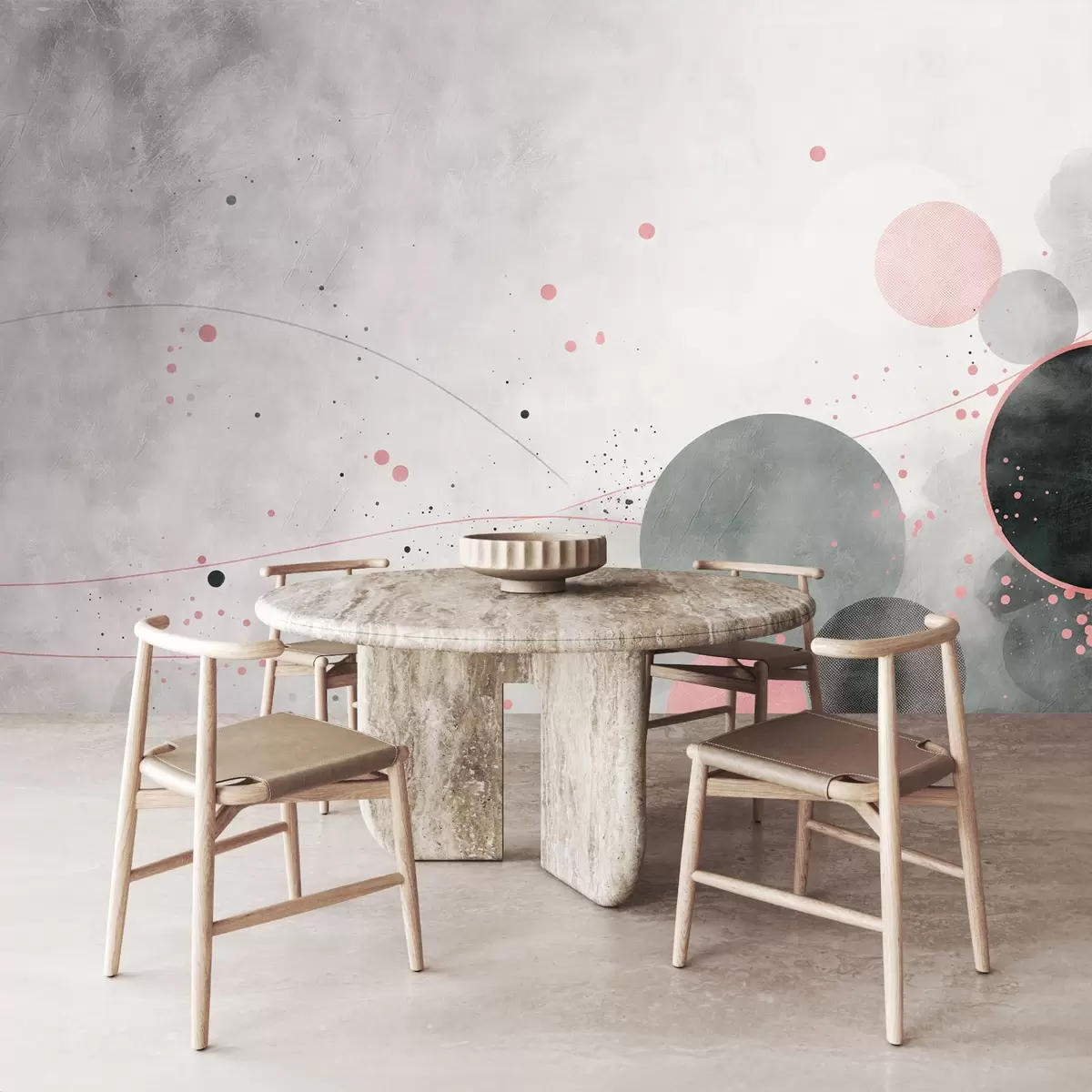 stenske poslikave Krogi in črte na staranem ozadju w08904