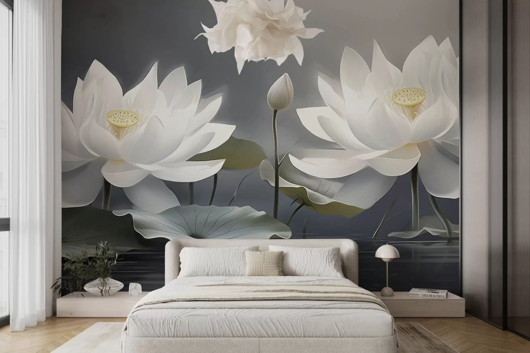 stenske poslikave Dva velika lotosa w08906