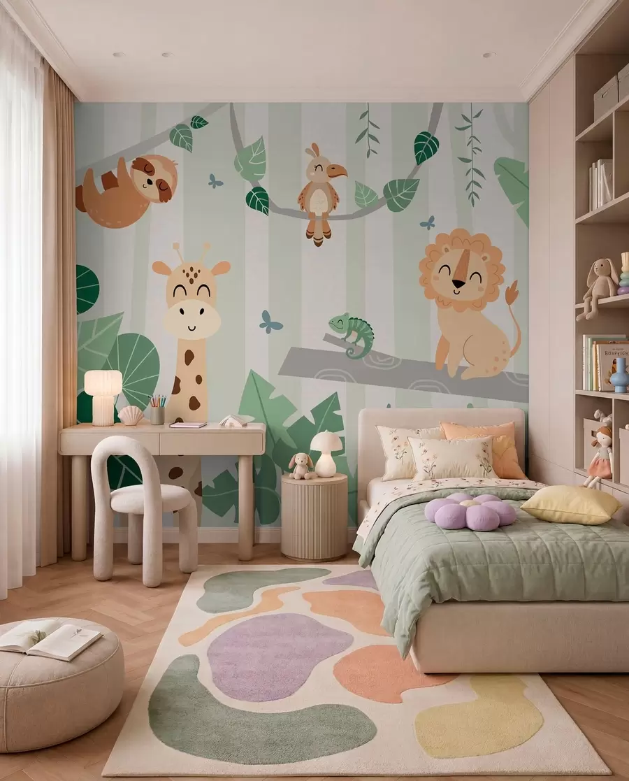 stenske poslikave Safari prijatelji na drevesih w03376v1