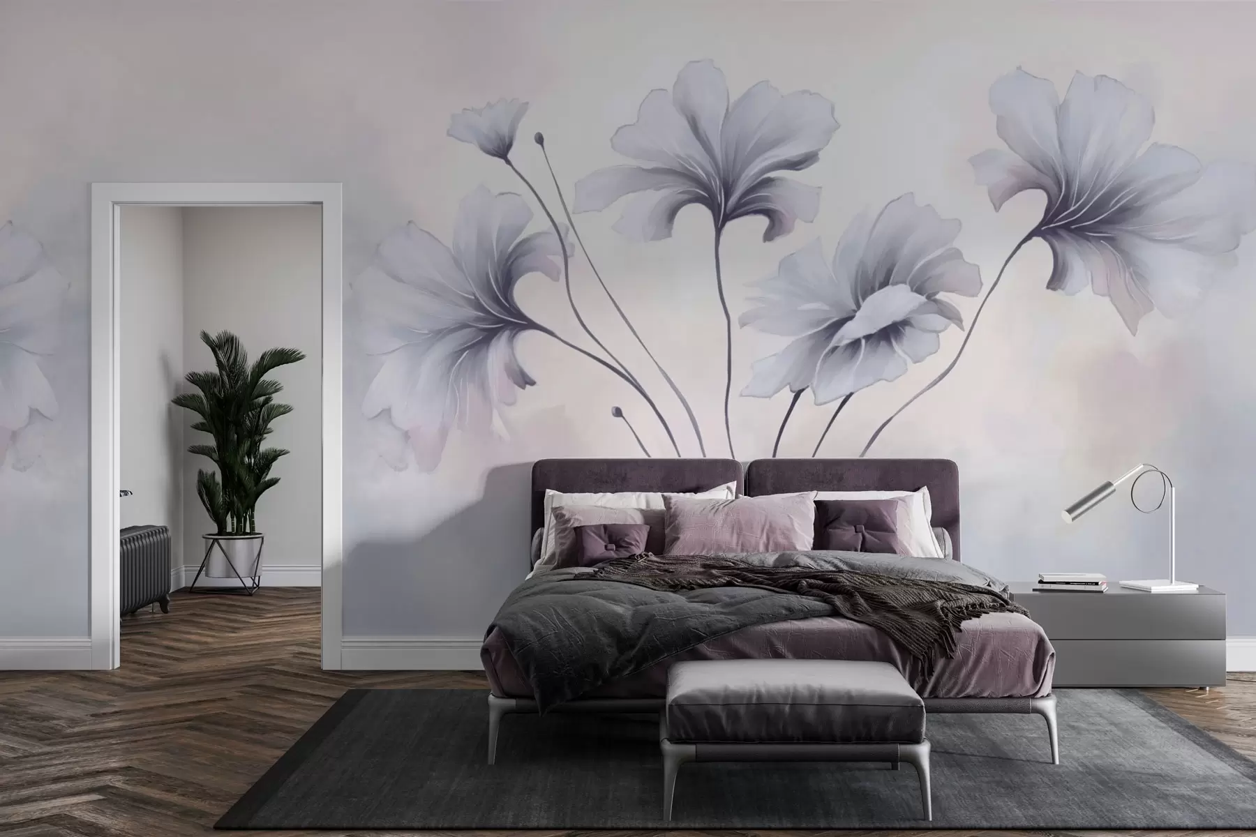 stenske poslikave Modne rože na meglenem ozadju w03438