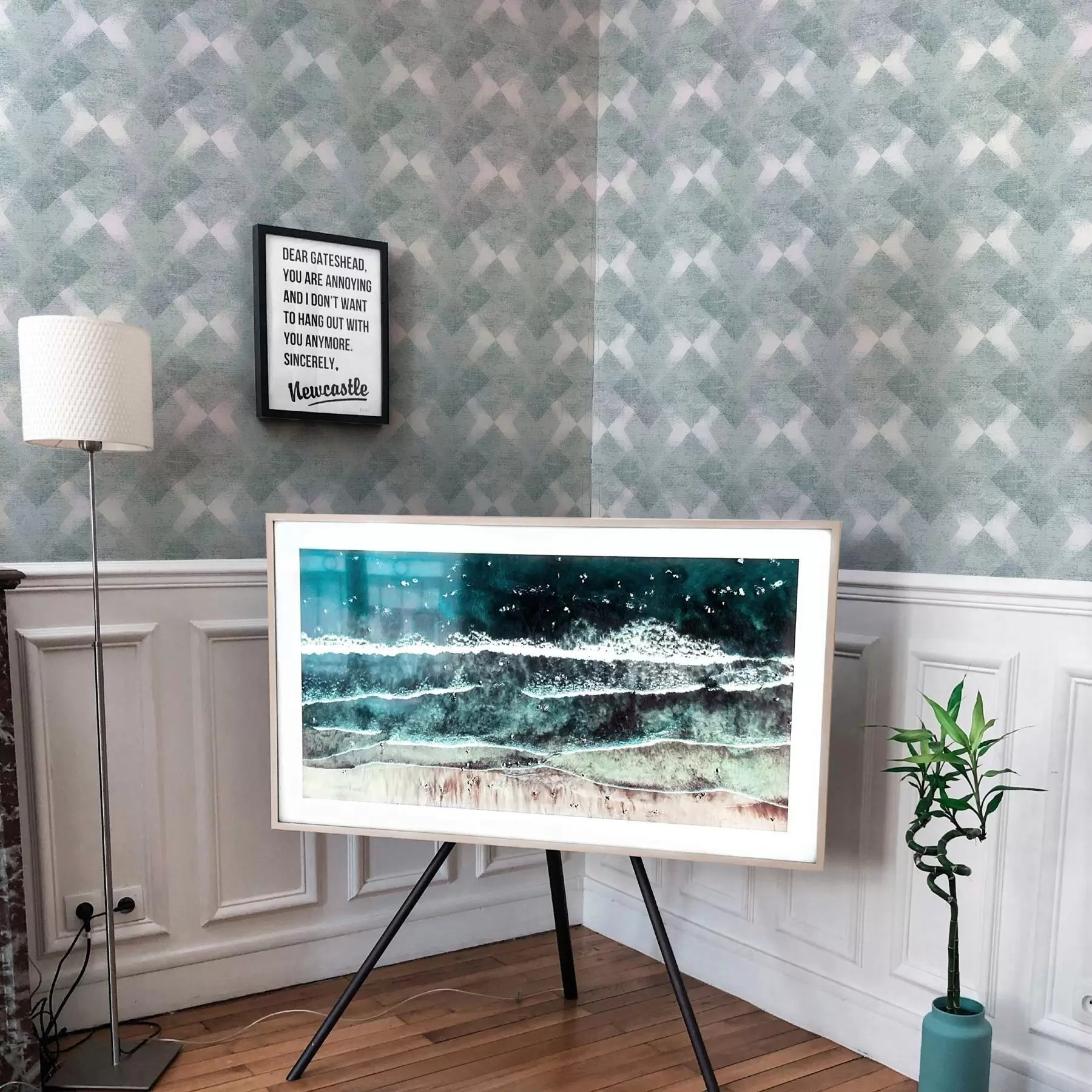 stenske poslikave Rombi v modrih barvah a00007