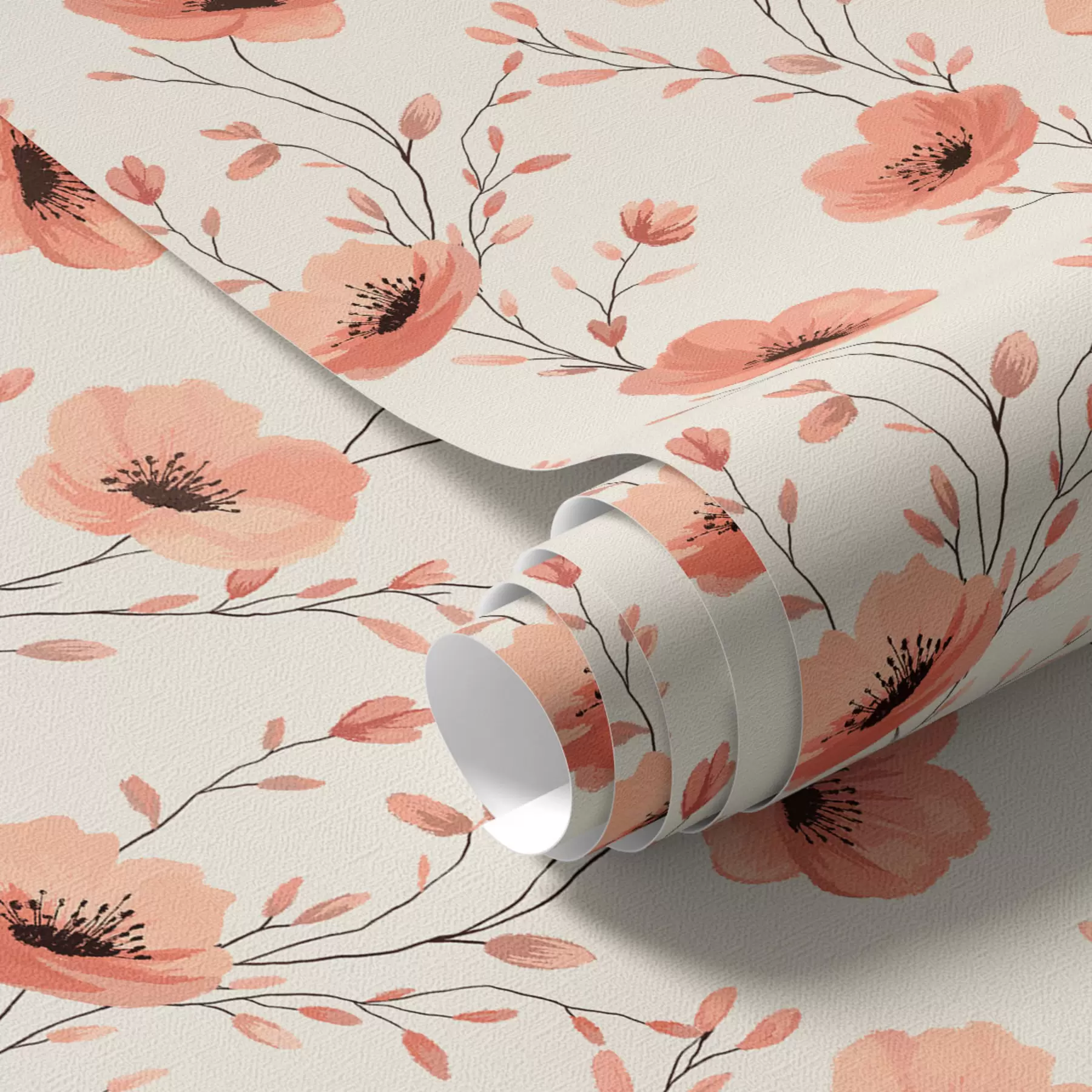 stenske poslikave Roza maki na steblih a00083