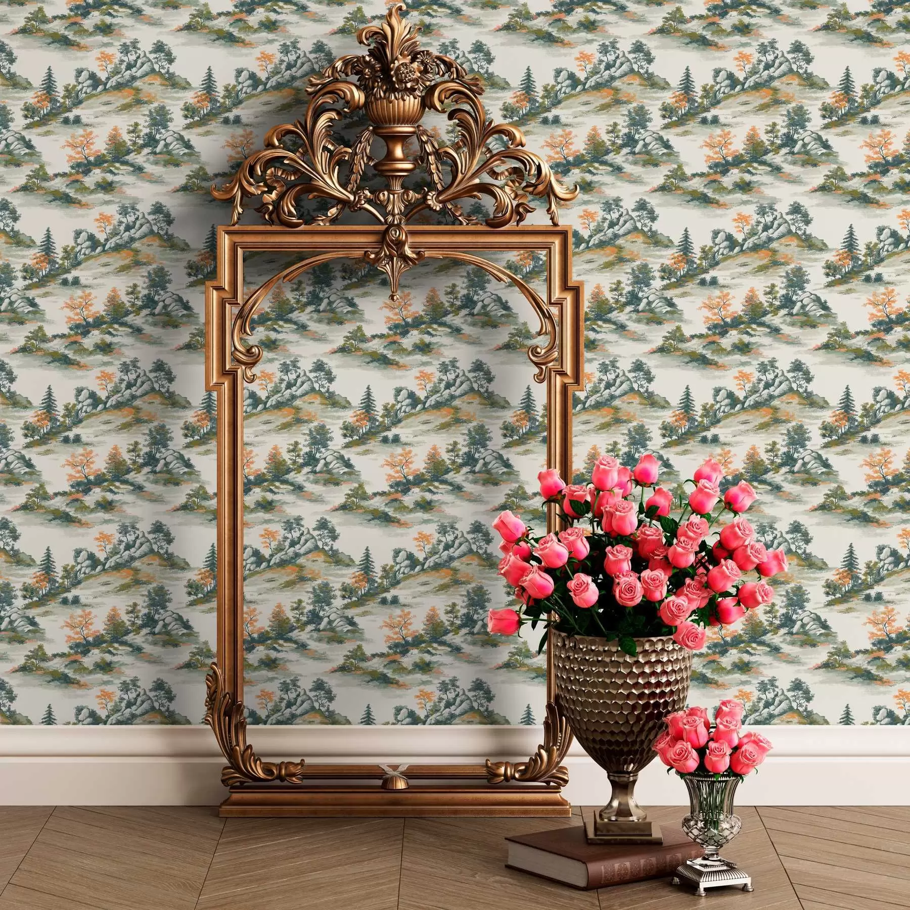 stenske poslikave Drevesa na gorskih policah s kamni a00090