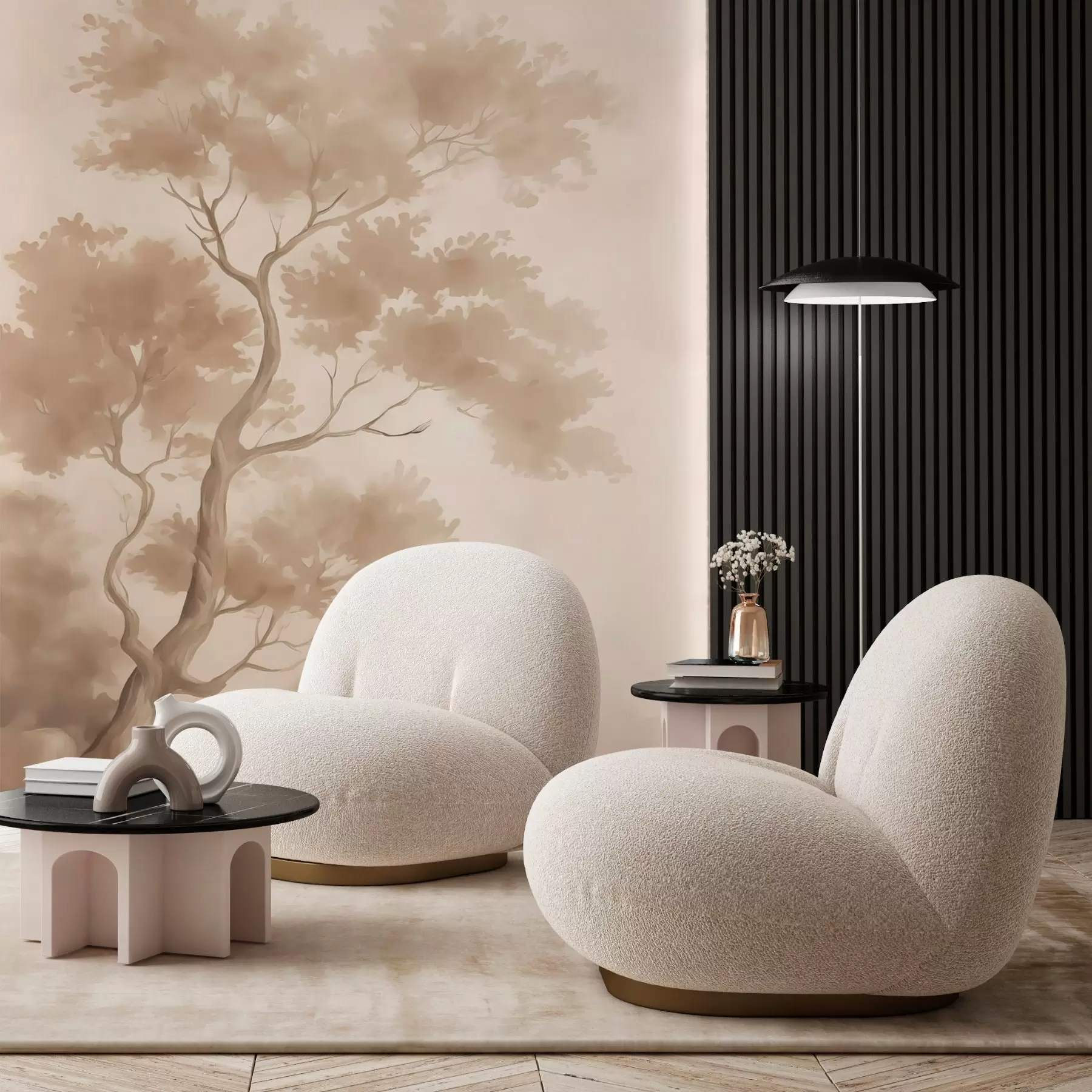 stenske poslikave Drevesna imitacija zamegljenega akvarela w03471