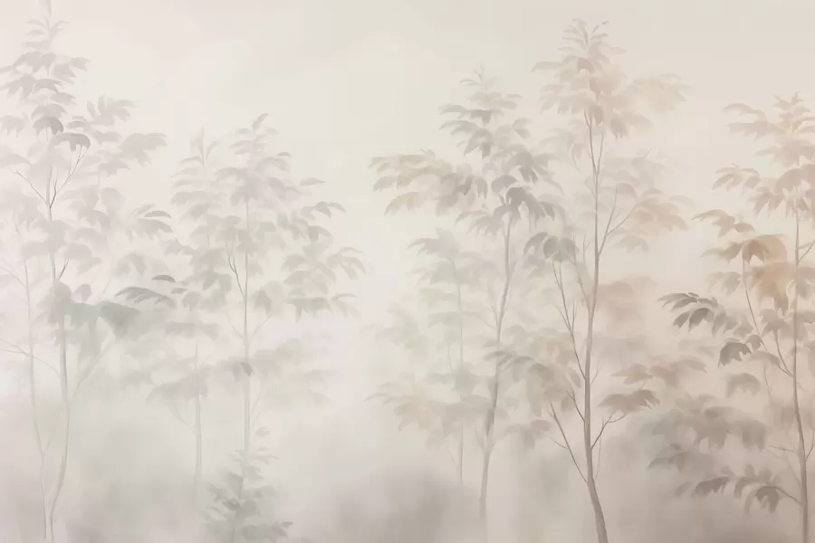 stenske poslikave Drevesa imitacija akvarela tople barve w03474