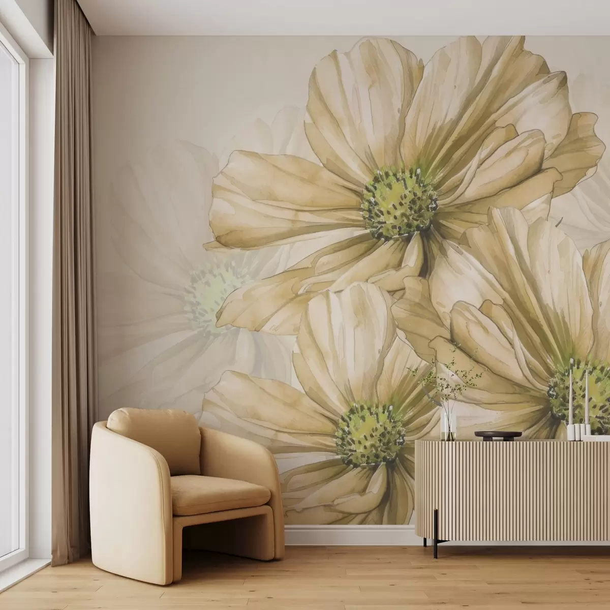 stenske poslikave Veliki rumeni cvetovi w03481v1