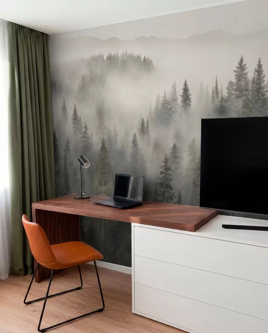 stenske poslikave Megleni gozd iglavcev w03524