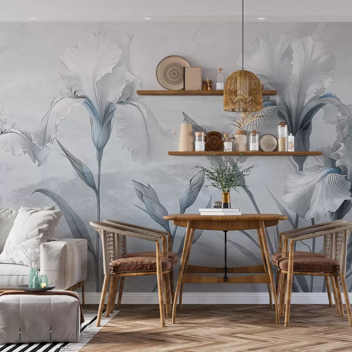 stenske poslikave Občutljiva risba šarenic na steni w03556v2