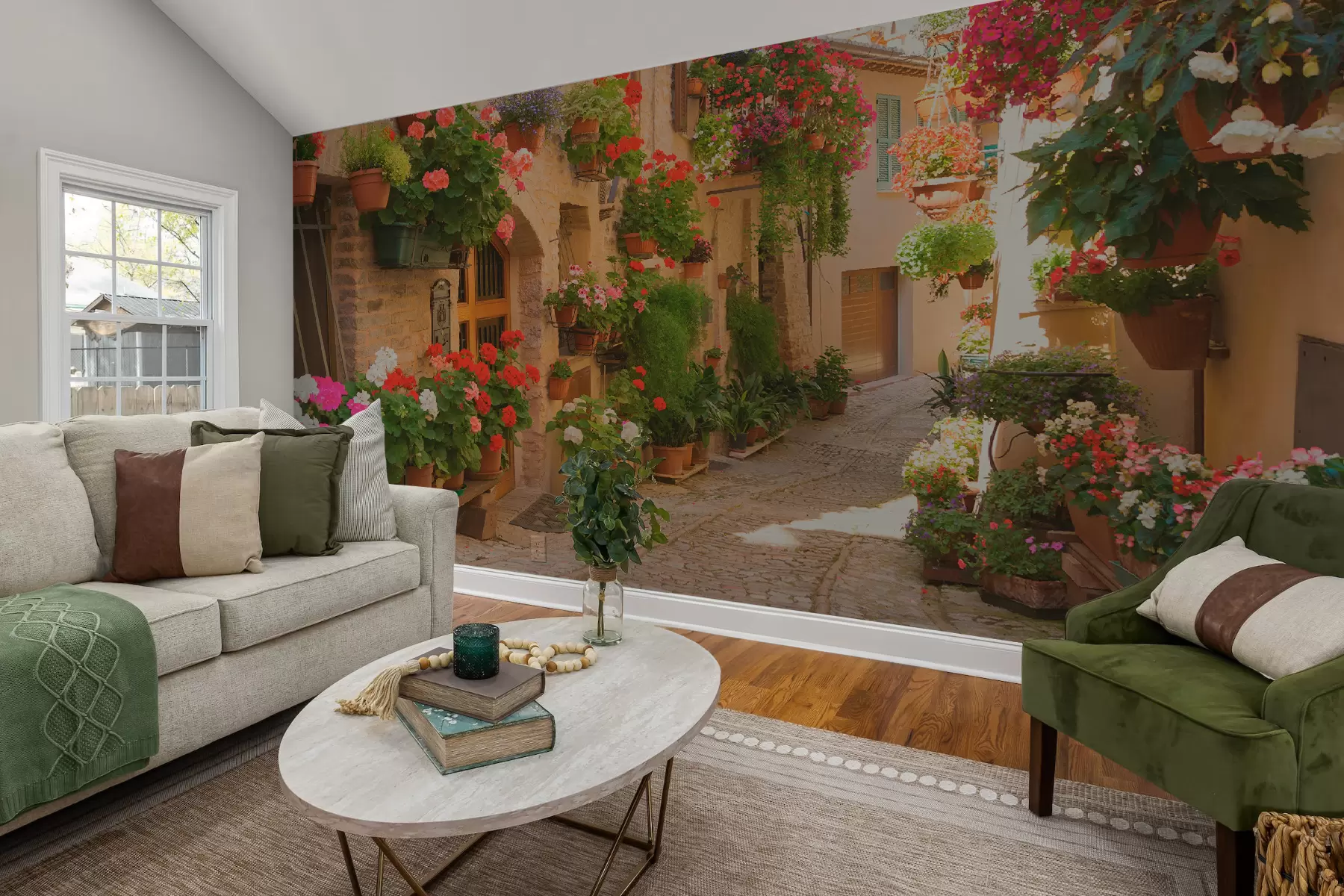 stenske poslikave Italijanska ulica, cvetje u57180