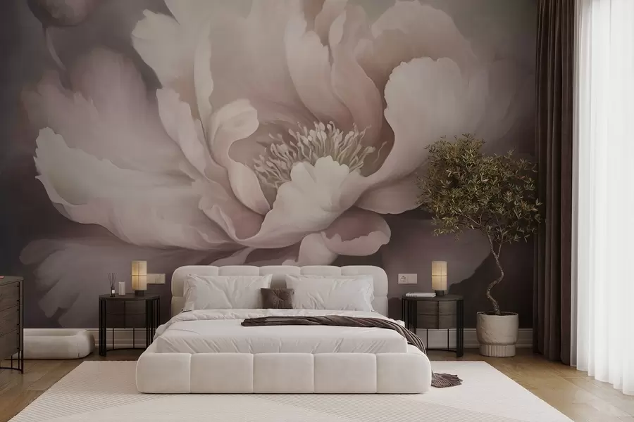 stenske poslikave Pastelni cvet pivonje na meglenem ozadju w03600v1