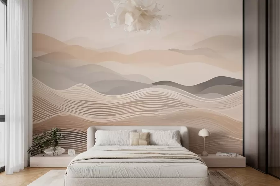 stenske poslikave Abstraktne črte v obliki valov w03612