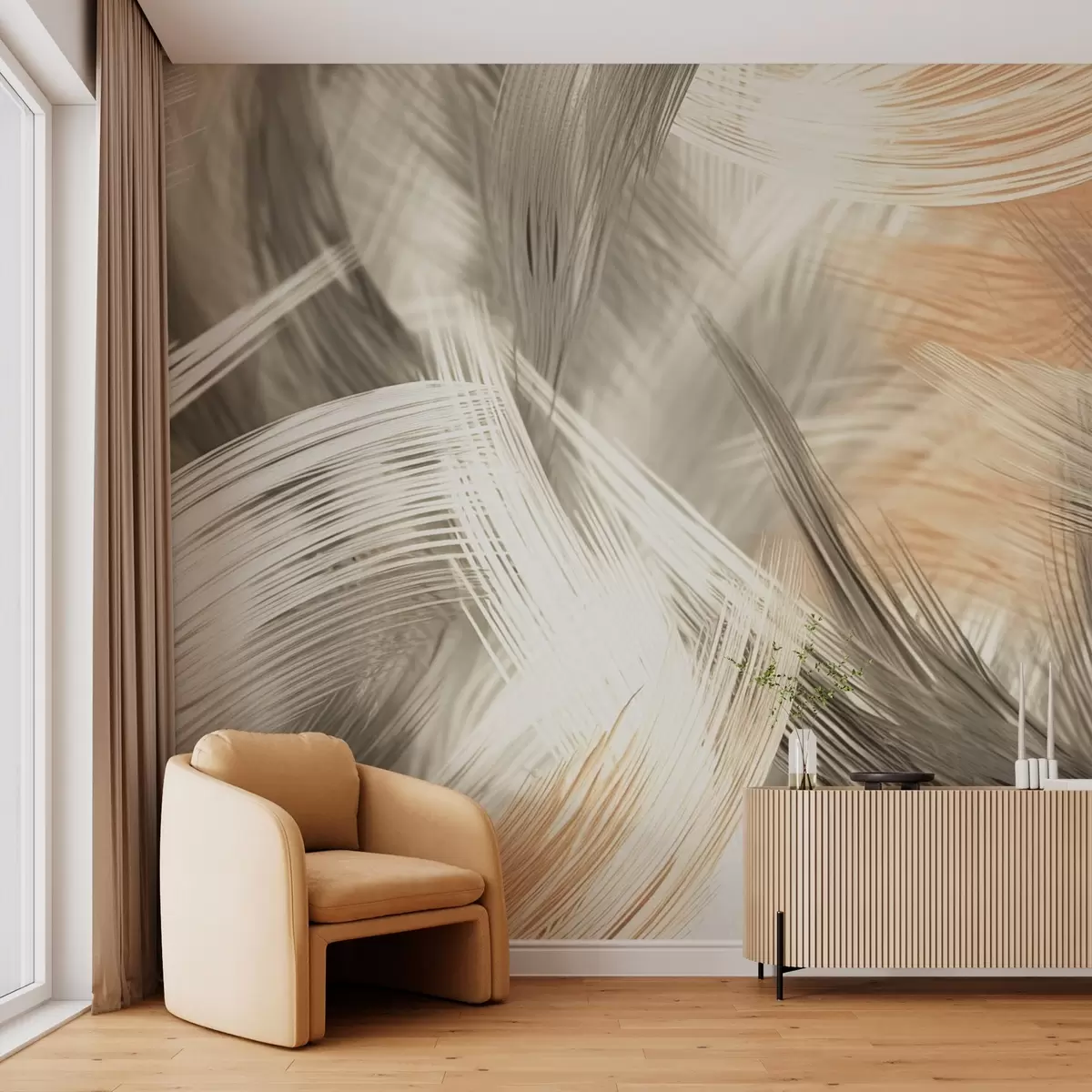 stenske poslikave Suha trava abstraktno w03737v1