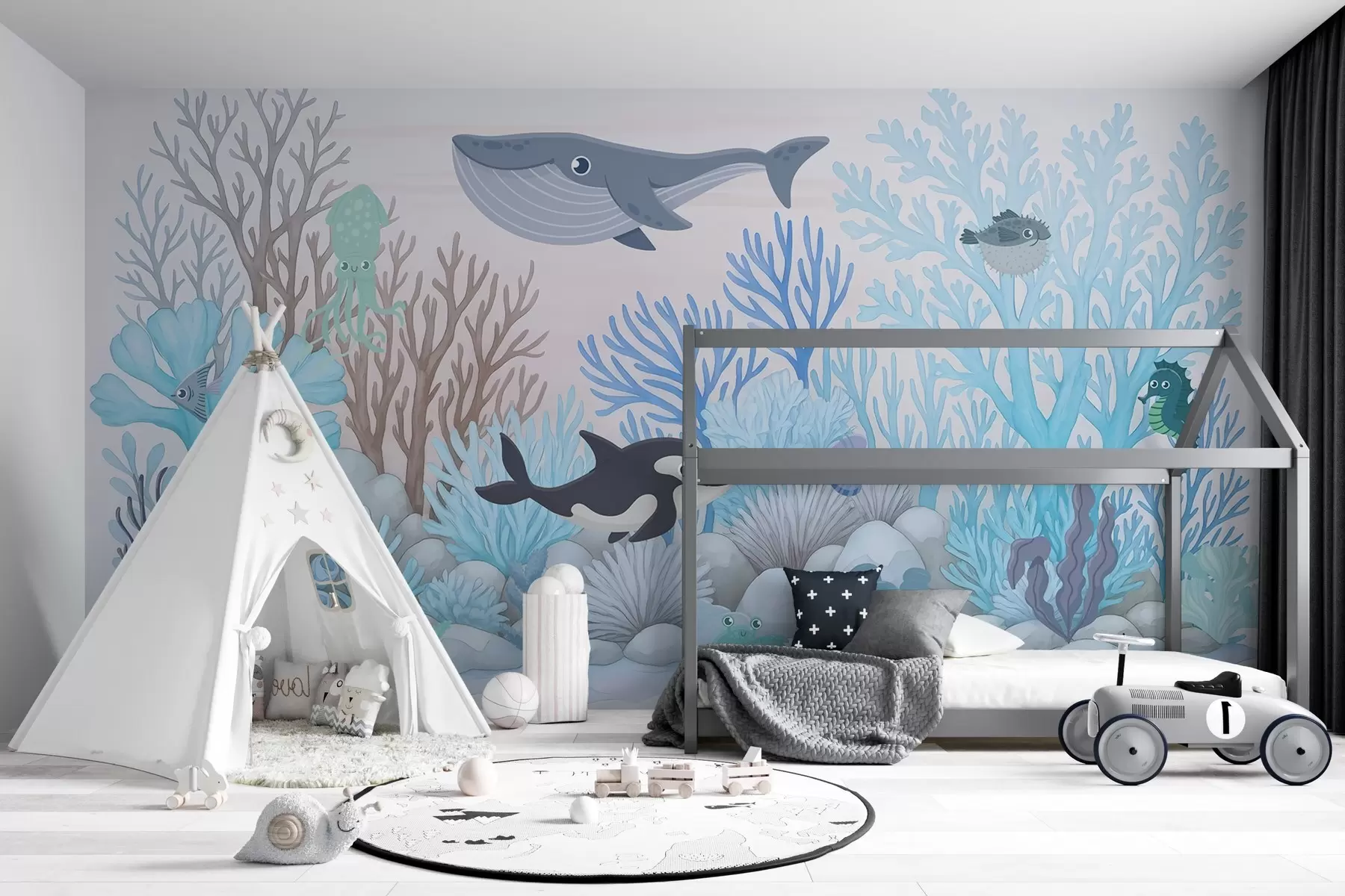 stenske poslikave Akvarelni morski prebivalci w03828v1