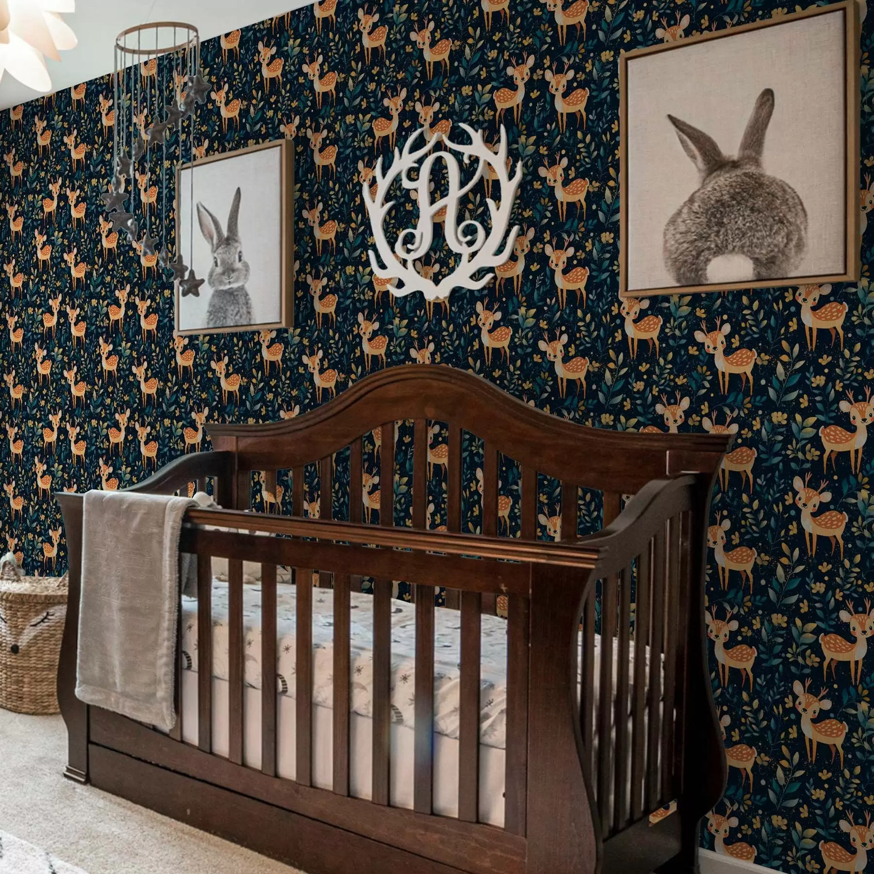 stenske poslikave Jelenček v temnem gozdu z rumenimi listi a00124