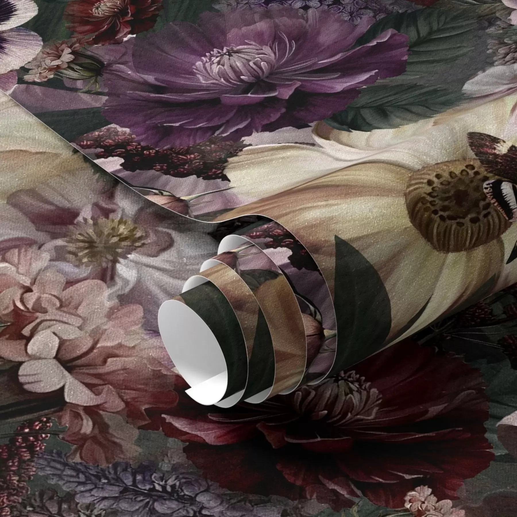 stenske poslikave Umetniški cvetlični tisk v temnih barvah a00147