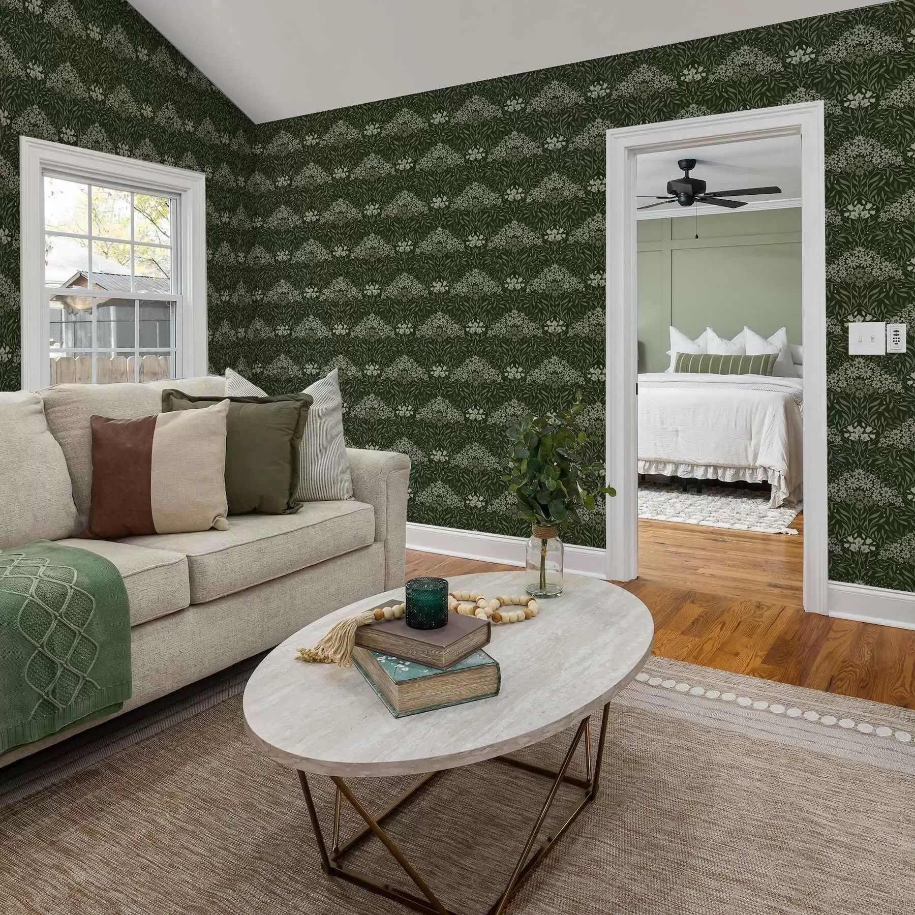 stenske poslikave Cvetlična simetrija s cvetjem na temnem ozadju a00153