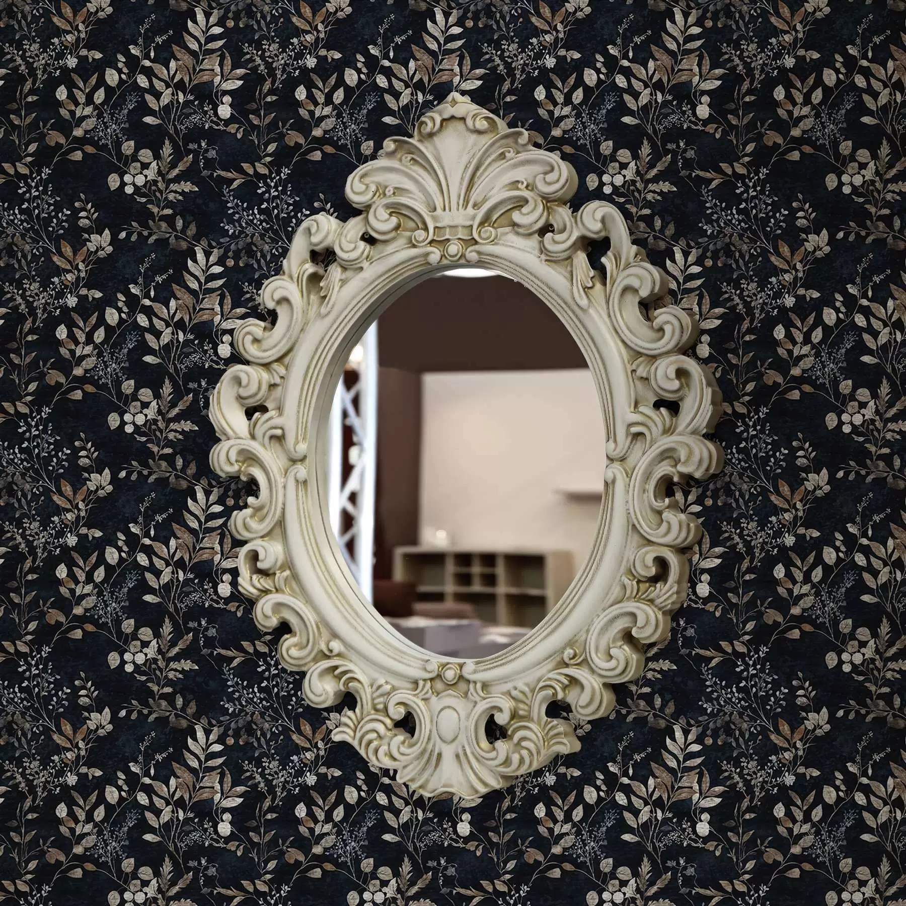 stenske poslikave Klasičen cvetlični potisk v svetlih barvah na temnem ozadju a00166v2