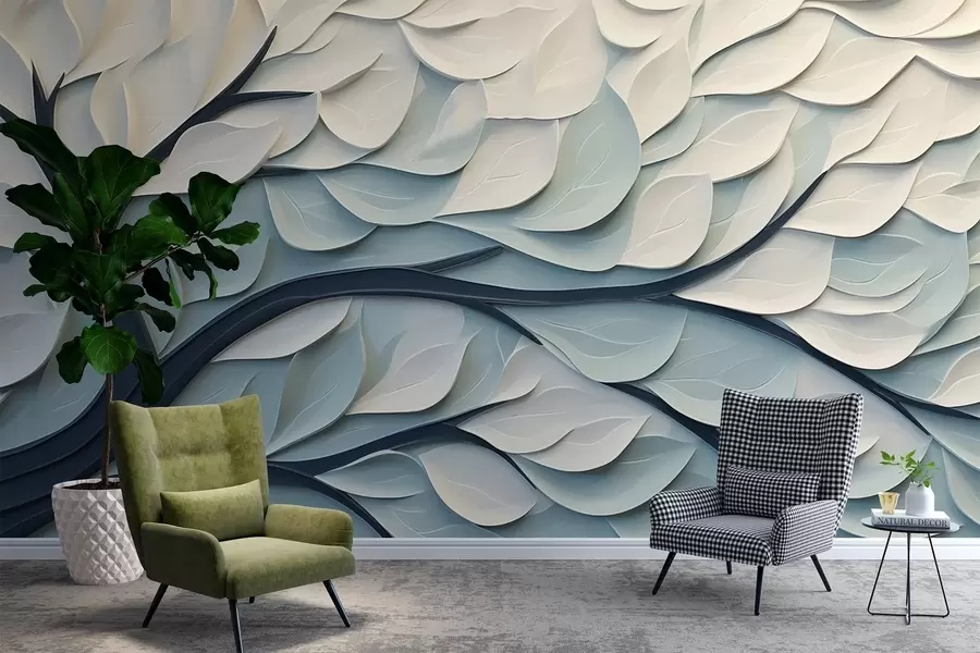 stenske poslikave Drevo z abstraktnimi listi w03889