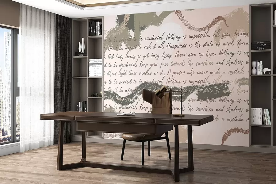 stenske poslikave Oblikovanje z navdihujočimi citati, abstrakcija, naravne barve w03909