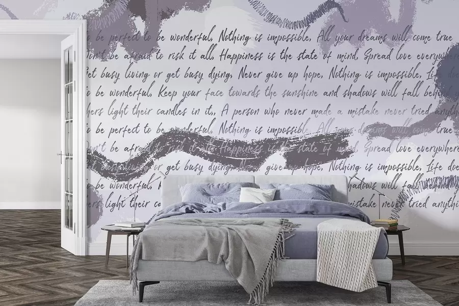 stenske poslikave Oblikovanje z navdihujočimi citati, abstrakcija, vijolične barve w03909v2