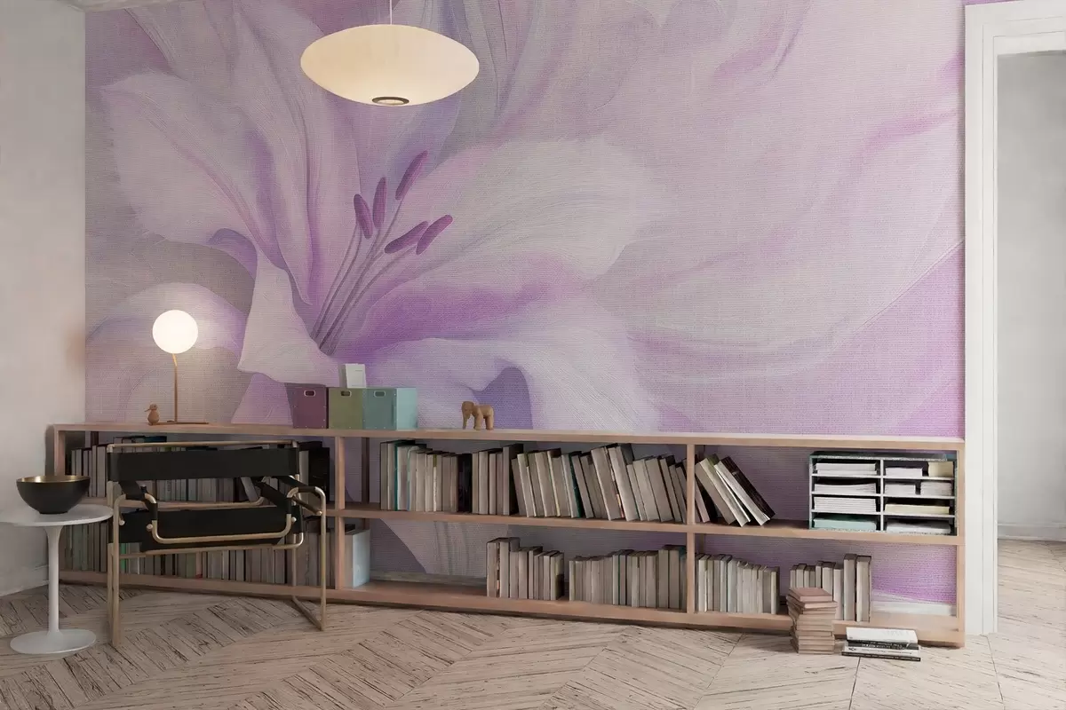 stenske poslikave Lilija cvet tekočina abstrakcija, cvetlični, vijolične barve w04006v1