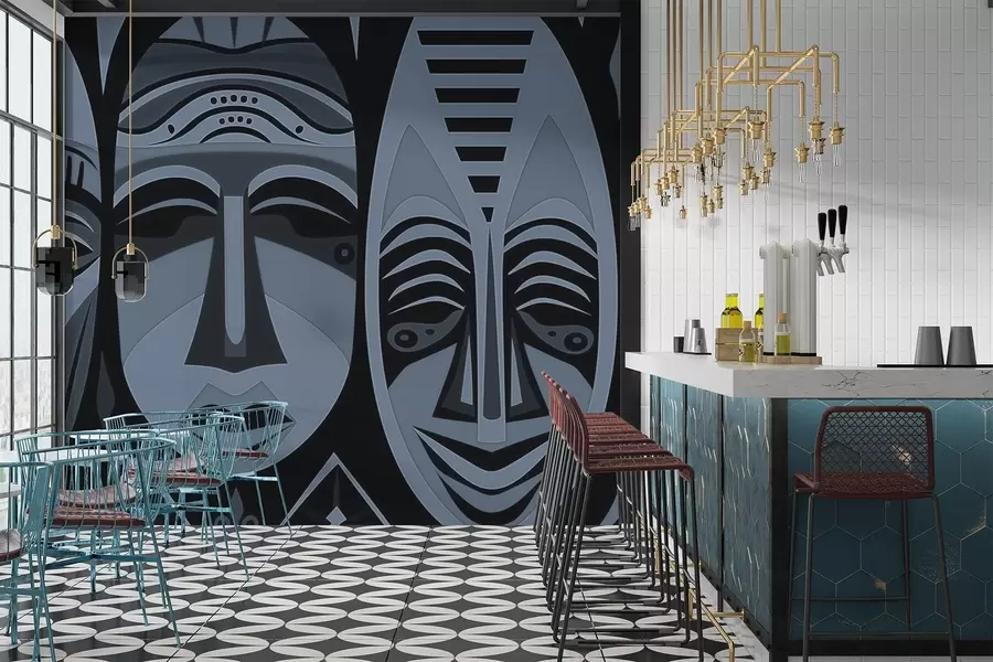 stenske poslikave Afriške maske w04043v1