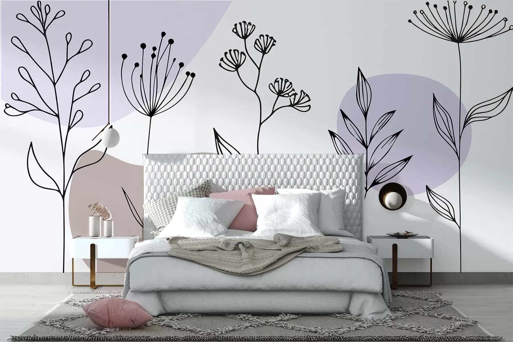 stenske poslikave Boho cvetlični obris w04080