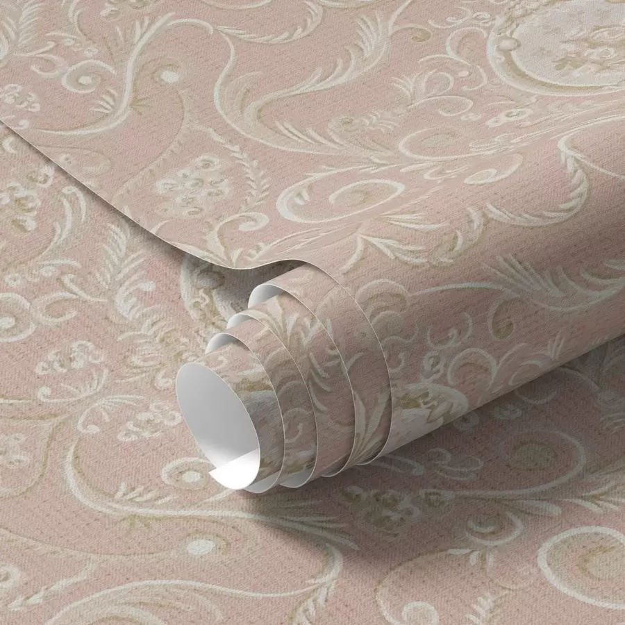 stenske poslikave Roza klasični vzorec z medaljoni in cvetovi a00185