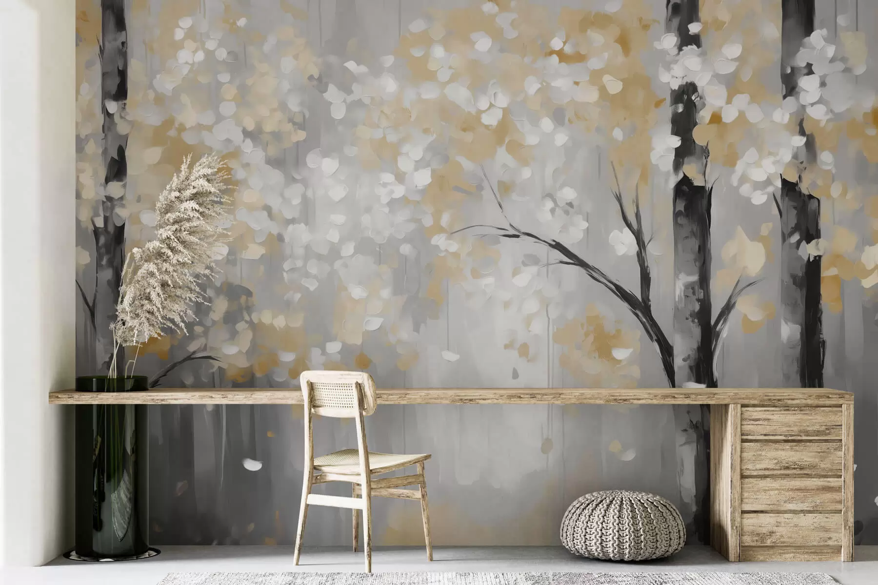 stenske poslikave Abstraktna drevesa z imitacijo potez w04017